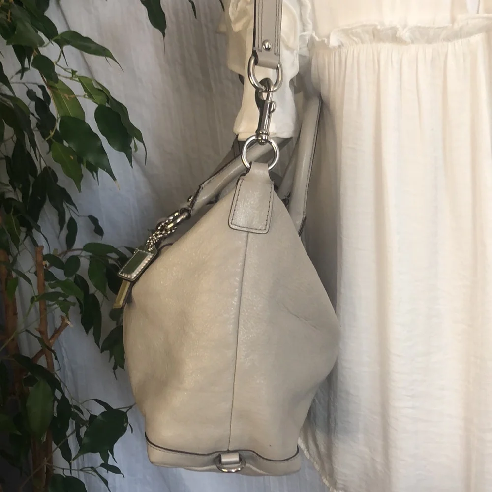 Vtg COACH ASHLEY large satchel tote w/chunky silver hardware & crossbody strap - Picture 7 of 16